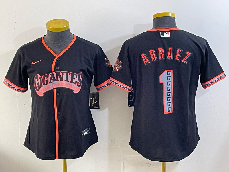 2026 women Nike San Francisco Giants #1 Arraez black Game MLB Jersey 0518001